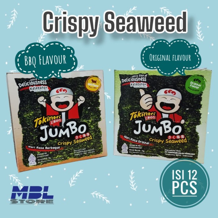 

RB Tokinori Jumbo Crispy Seaweed box isi 12 Bks @4 GRAM