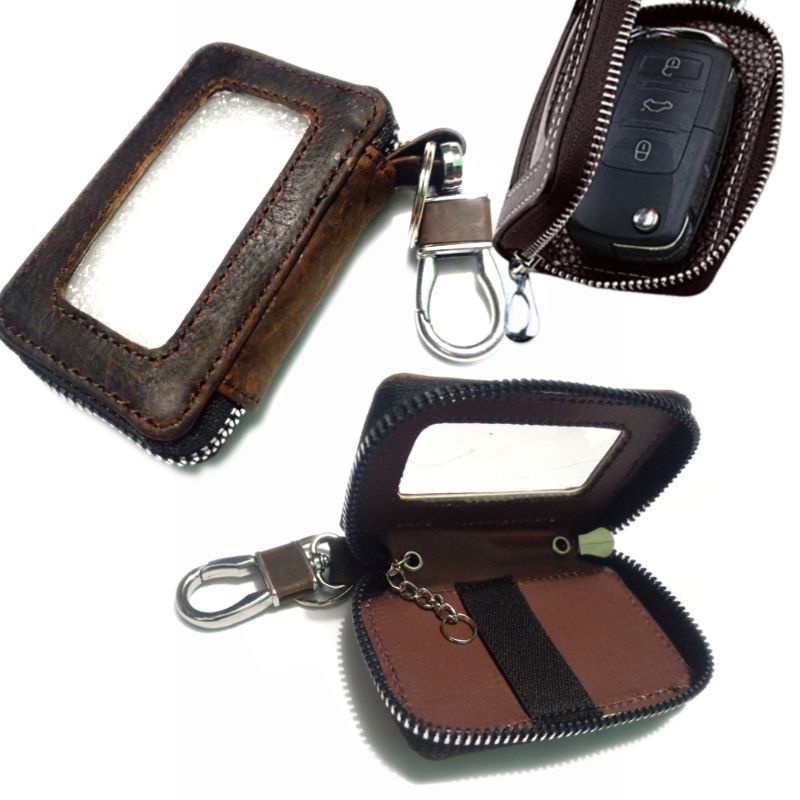 Dompet kunci remote keyless mobil kulit asli universal model polos dompet STNK