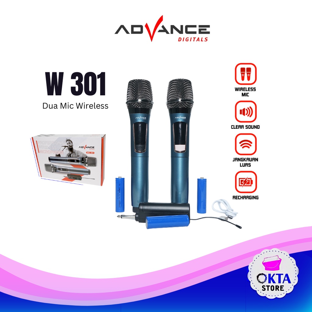 Advance Wireless Microphone Double MIC 301 Display LED