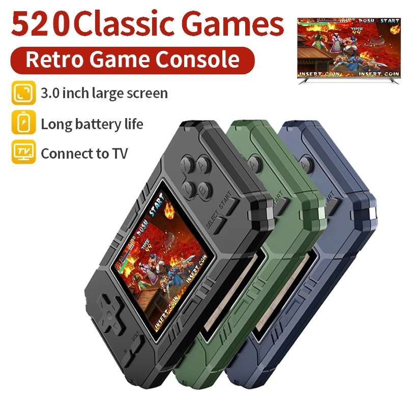 S8 Gameboy Retro Handheld 3.0 Inch LCD Game Player Console Built-in Classic 520 Games Mini Portable BISA COD