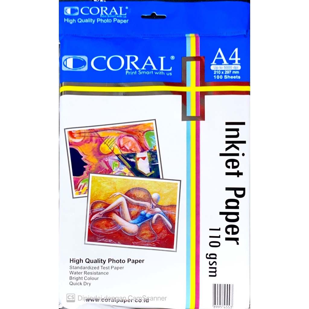 

INKJET PAPER A4/100 LEMBAR 110 GSM