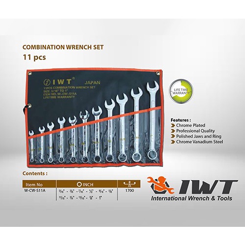 .........] IWT Kunci Ring Pas Set 5/16 " -1" inch 11 Pcs - Combination Wrench
