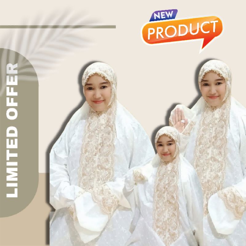 Mukenah Terusan Dewasa Terbaru Mukena Katun Jepang Ori Hias Renda Cantik