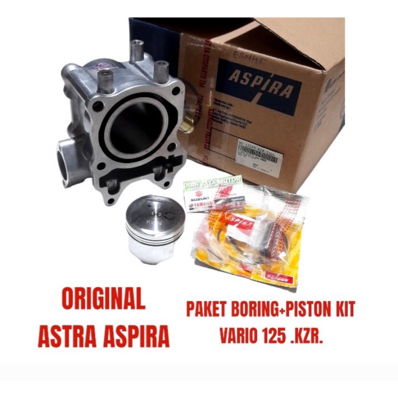 PAKET BORING PLUS PISTON KIT KZR VARIO 125 OLD VARIO 125 FI LED ORI ASTRA ASPIRA  CYLINDER BLOK SEHE