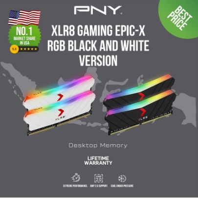 PNY XLR8 DDR4 16GB Kit 8GB x 2 PC 3200 EPIC X RGB Gaming Memory 16 GB - Silver