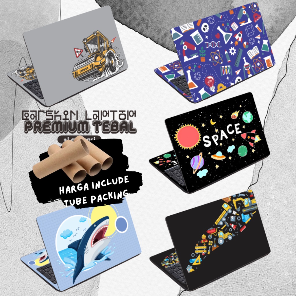 Garskin Laptop Stiker Anti Gores Kids Outer Space Science Games Cute Premium Full set 10 12 13 14 15 inch Universal Untuk Semua Merk Laptop