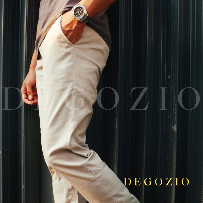 DEGOZIO Celana Panjang Pria Chino Pants Slim Fit Stretch Cream