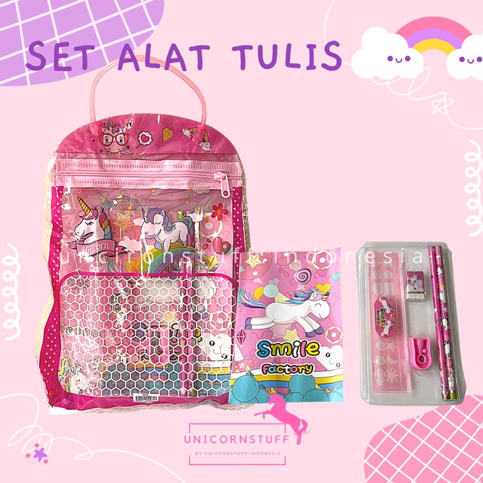 Paket Alat Tulis Set Stationary Tempat Pensil Cewek Perempuan Kado Pin