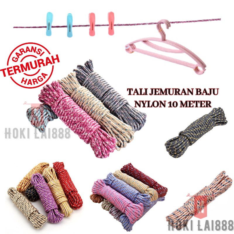 Tali Jemuran 10 Meter Bahan Nylon Kuat Anti Slip / Tambang 10 Meter / Tali Ikat Barang Serbaguna