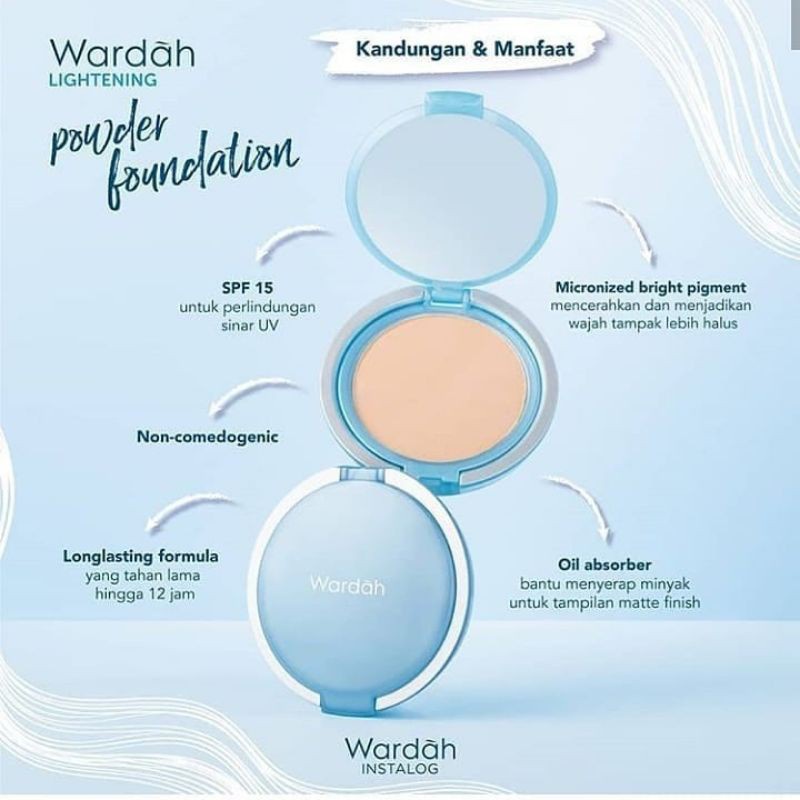 Wardah Lightening Powder Foundation Light Feel | Bedak Padat Natural Matte Finish Full dan Refill