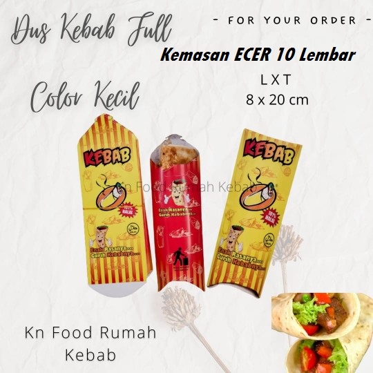 

Dus Kebab kecil Full Colour Ecer 10 Lembar Satuan uk 20x9cm