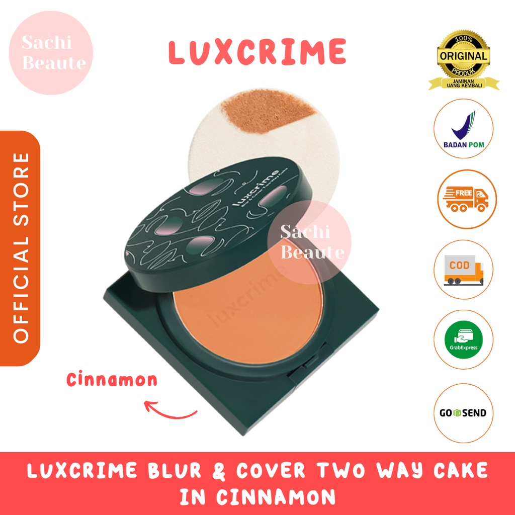 Luxcrime Blur &amp; Cover Two Way Cake in Cinnamon Meratakan Warna Kulit Hasil Matte