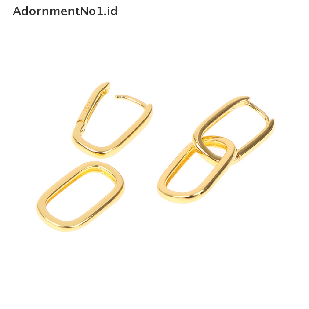 [AdornmentNo1] Anting Hoop Oval Geometris Bahan Sterling Silver 925 Untuk Wanita Anting Lepas Pasang [ID]