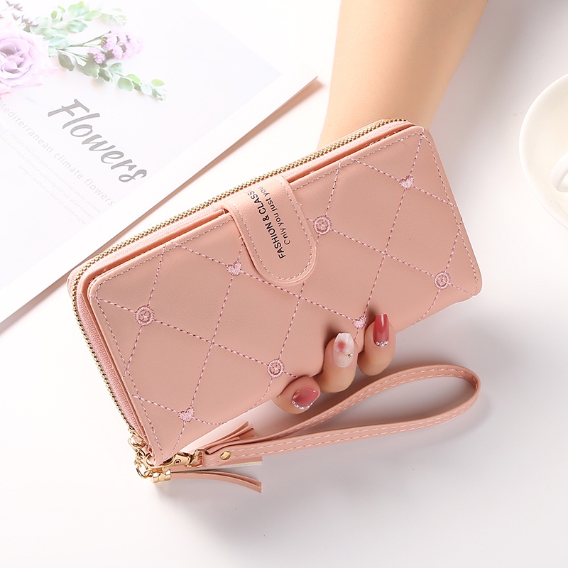 COD Dompet Panjang Wanita Zipper Resleting Dompet Panjang Kasual Wanita Dompet Kekinian Dompet Korean Style Wanita Dompet Cewek Azgalery D87