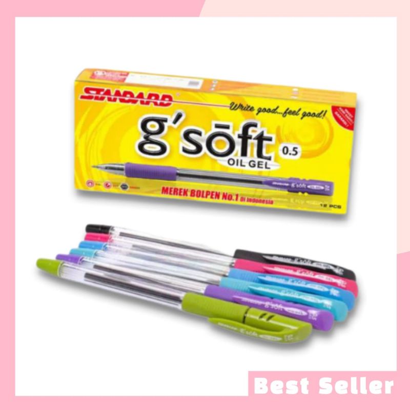 

Pulpen Standard G'soft Oil Gel 0.5mm Hitam 1 Lusin 12 Pcs