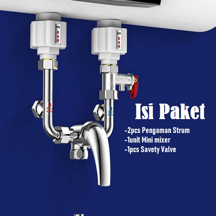 Kran Shower Panas Dingin mini mixer Water Heater Tanpa Bobok Tembok