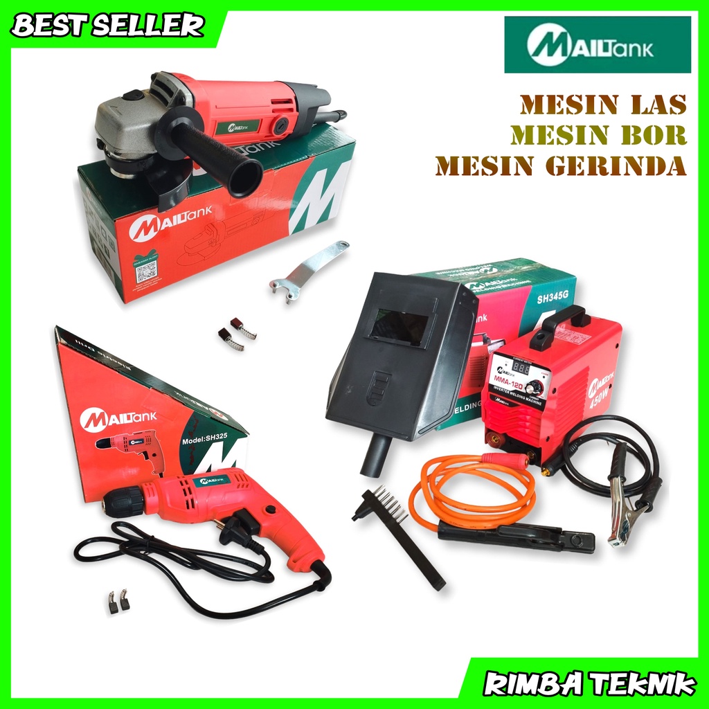 Paket Hemat 3 Item Mesin Las Mailtank 450 watt Mesin Gerinda Tangan 4 in Mesin Bor 10 mm Otomatis SH-345G SH-03 SH-325