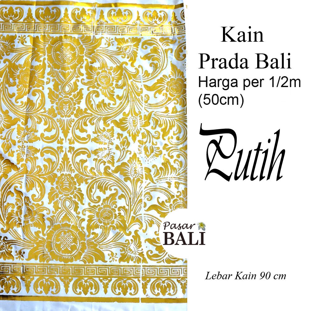 Kain Prada Motif Bunga - Putih