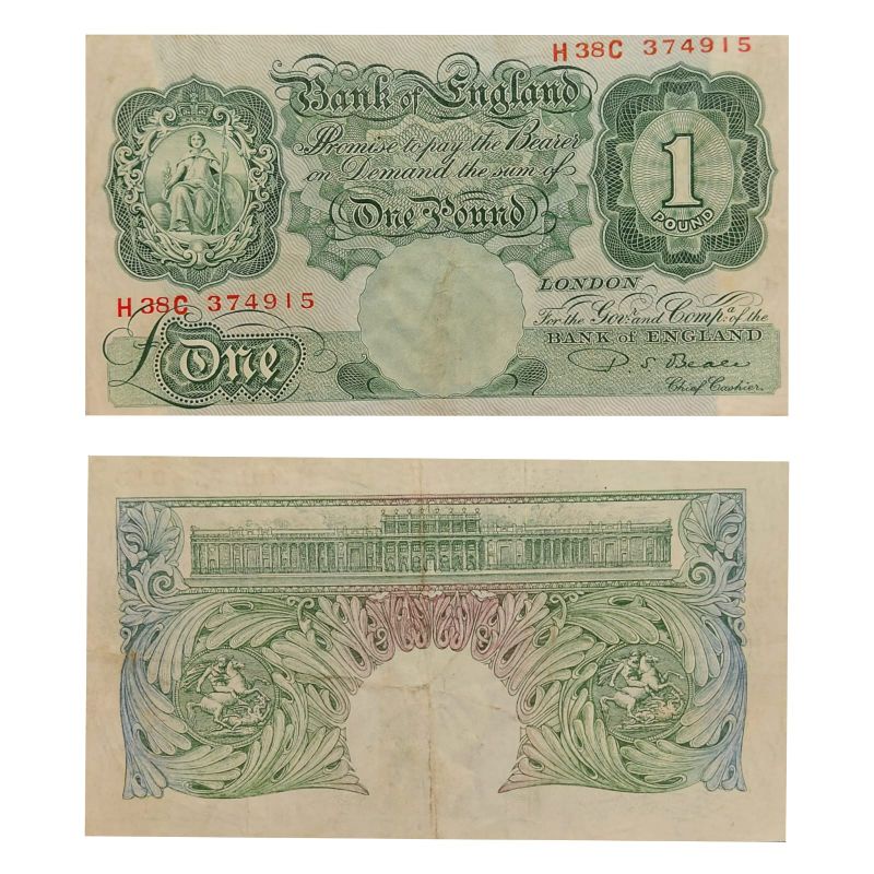 Uang  Langka Negara Great Britain- England Inggris 1 Pound 1948 Original 100% Kondisi AXF Renyah Utu