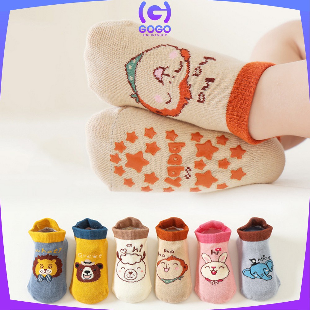 GOGO-P544 Kaos Kaki Anak Bayi Balita Animal Sock Anti Slip Unisex 0 3 tahun / Kaus Kaki Bayi Pendek Baby Socks Anak Laki Laki Perempuan Anti Licin