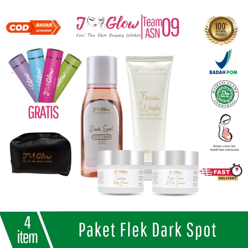JGLOW Paket flek  skincare untuk flek hitam membandel terdiri dari 5 item Paket Perawatan Wajah Keca