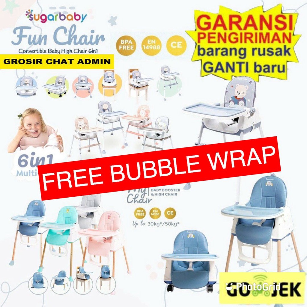 ⭐BISA COD⭐ BONUS BUBBLE WRAP Sugarbaby My Chair (Baby Booster & High Chair) : 6 Growing Stages KURSI