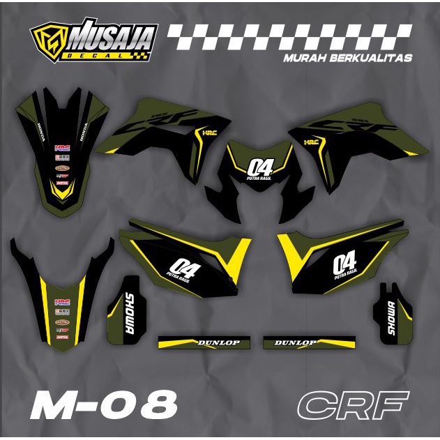 decal crf 150L full body - dekal crf 150 l hitam army kuning simple