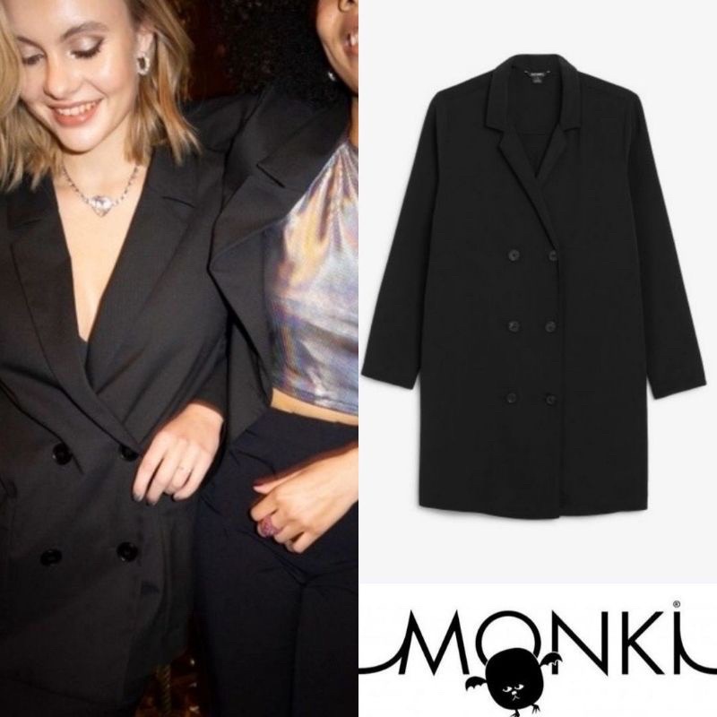 monki mnk black double breast blazer dress outer