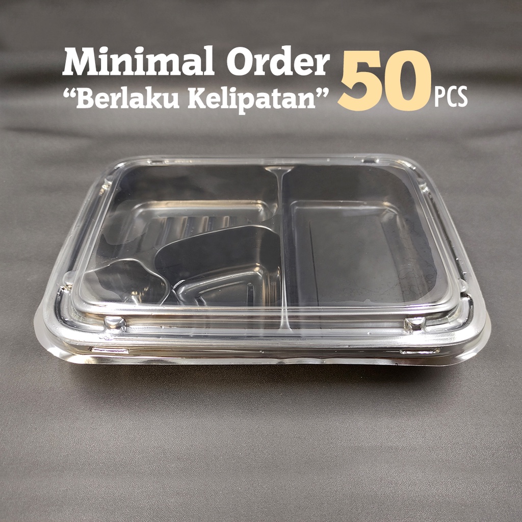 Mika Bento Bintang Hitam / Mika 4 Sekat / Mika Plastik Bento / Bento Box / Kotak Makan Bento - PLG
