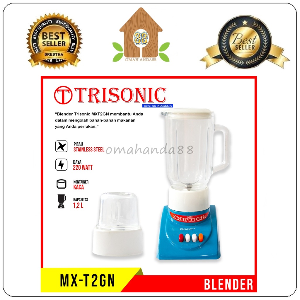 Omahanda88 Blender kaca Model National 3 IN 1 Kapasitas 1 Liter