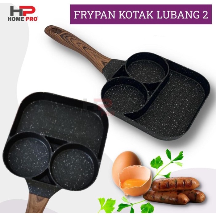 HOME PRO FRYING PAN KOTAK 3 SEKAT SMART BREAKFAST TEFLON FRYPAN WAJAN