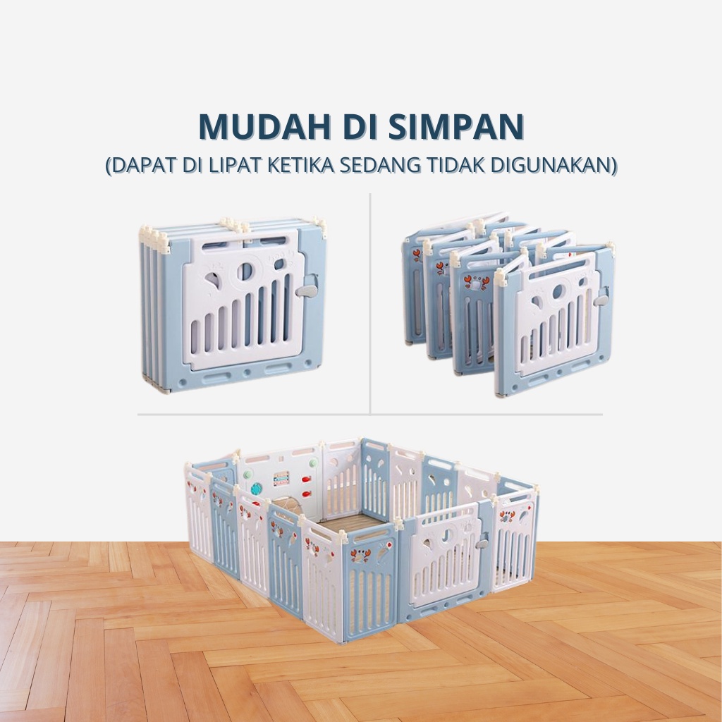 KIDDAILY PAGAR MAINAN ANAK 12+2 FREE RING BASKET BABY FENCES PAGAR BAYI PLAYPEN PLAY FENCE
