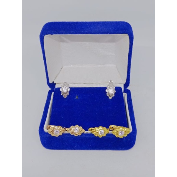 anting jepit bunga mp 1 / anting jepit perak asli silver 925 lapis emas/ anting fashion wanita terbaru