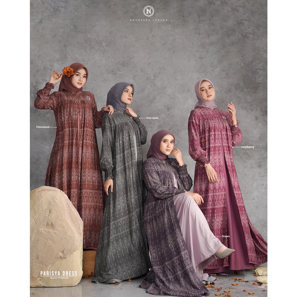 Parisya Dress ORI by Nadheera Luxury Gamis Terbaru Rayon Premium Busui Jumbo XXL - XXXL Dress Kondan