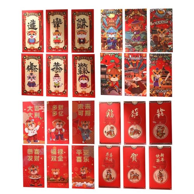 

24PCS PLOP ANGPAO TAHUN CI IMLEK GBAR HARIMAU WAR MERAH 2022 RG64654T