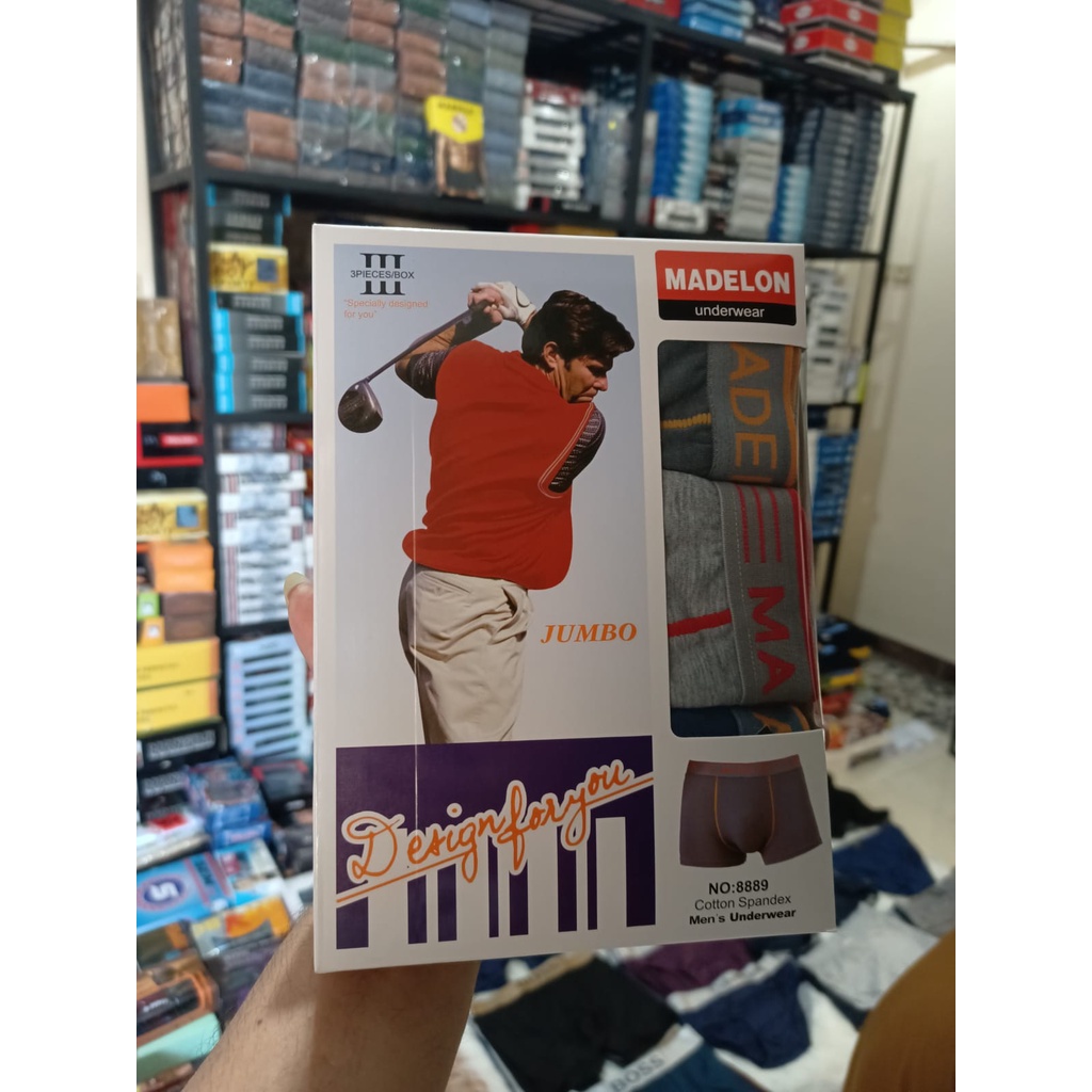 3 PCS Madelon Boxer Briefs Celana Dalam Pria Jumbo Art 8889