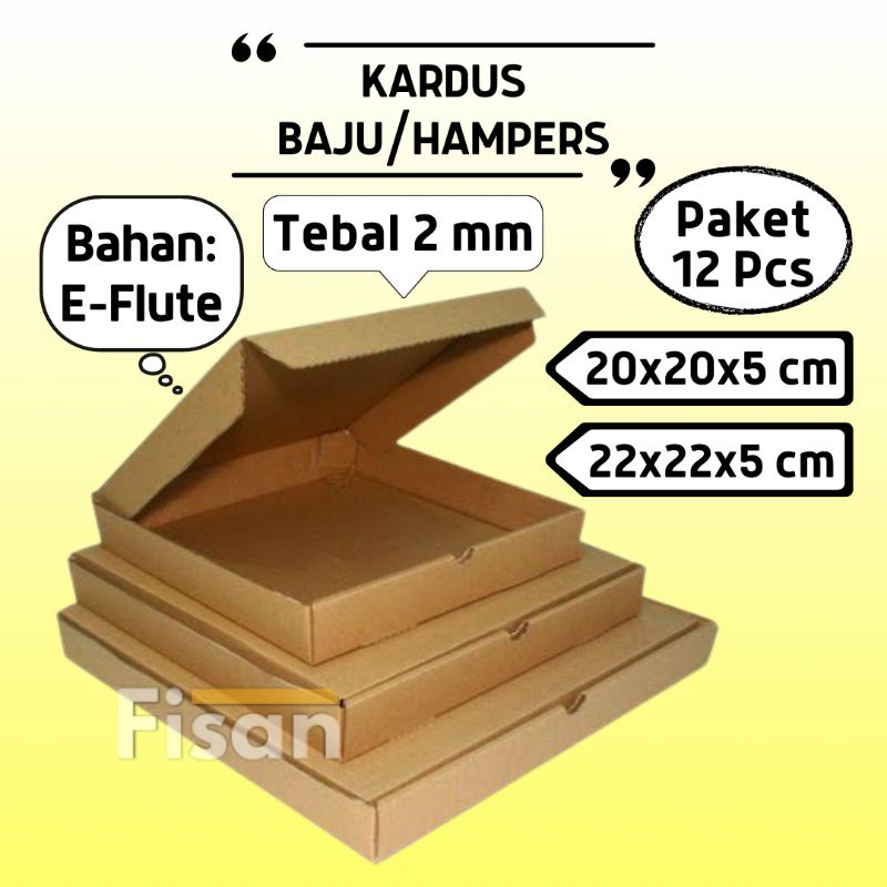 

12 Pcs Kardus Dus Gift Box Hampers Baju Pizza 20x20x5 / 22x22x5