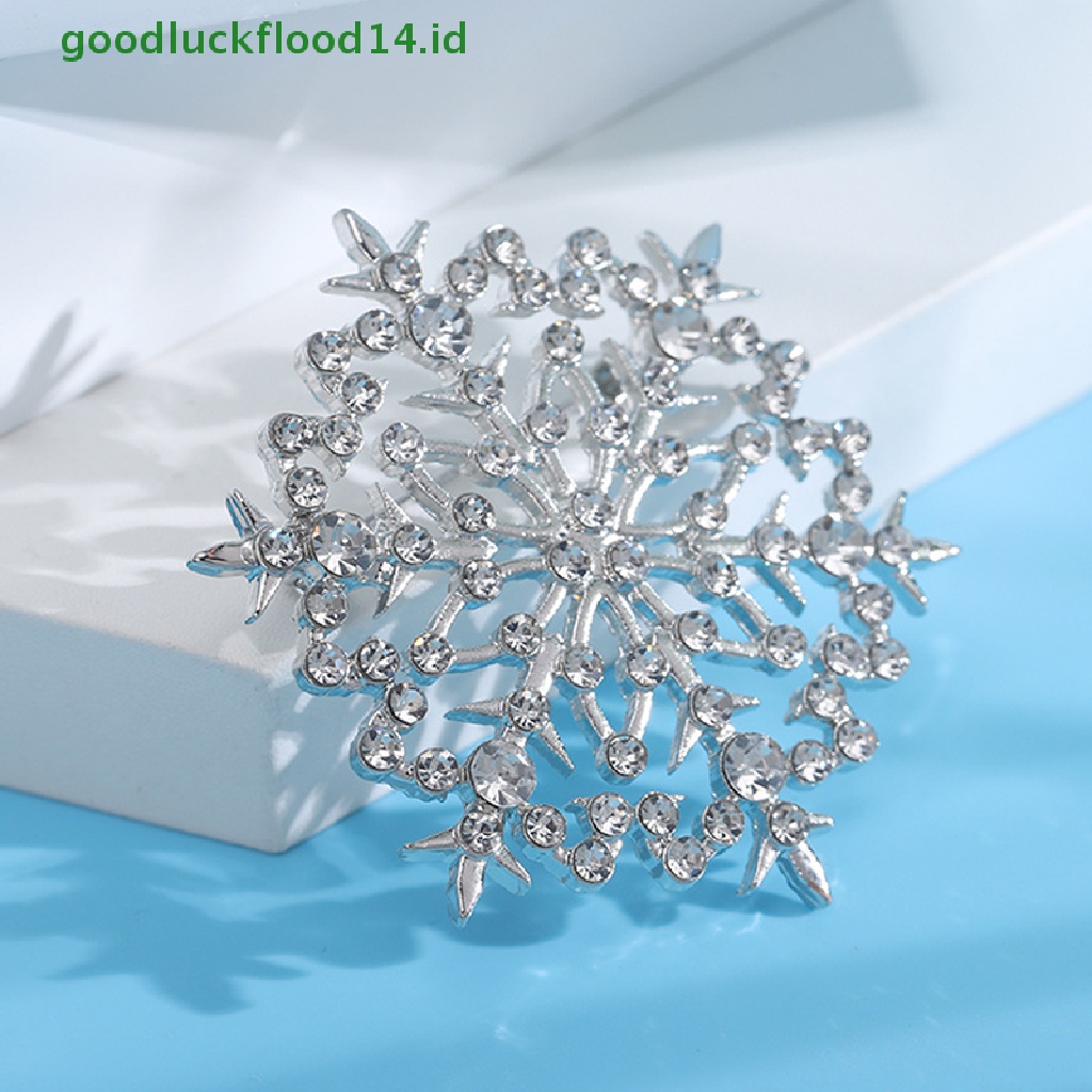 [GOOGFOUR] Beauty Snowflake Bros Untuk Wanita Unisex Natal Tahun Baru Musim Dingin Pesta Bros Pin Hadiah [TOP]
