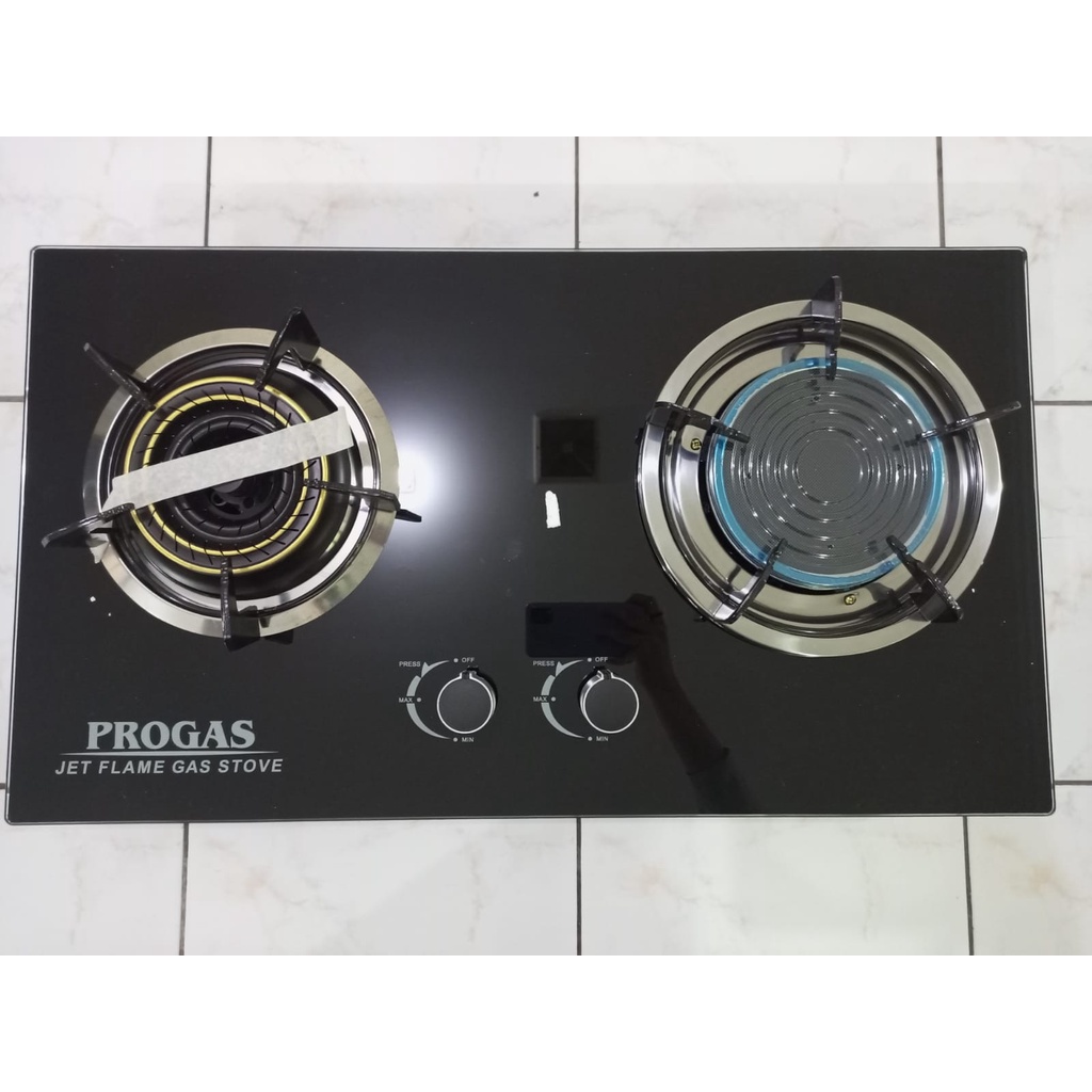 KOMPOR PROGAS 2 TUNGKU KACA FULL HITAM NEW!!!