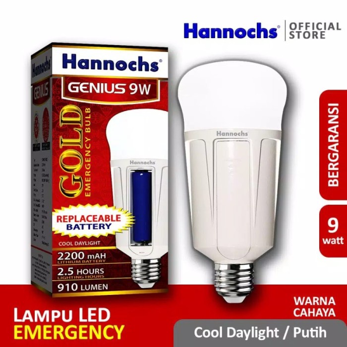 Lampu Lampu Led Hannochs 9W Genius Gold Emergency Bulb Ac Dc