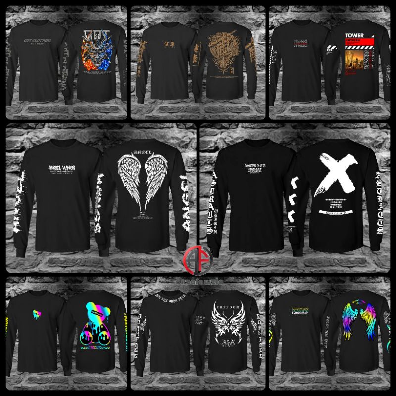 Anzafawzia Kaos Distro Lengan Panjang COD//BAJU PANJANG PRIA WARNA HITAM//Kaos Anime motif terbaru//