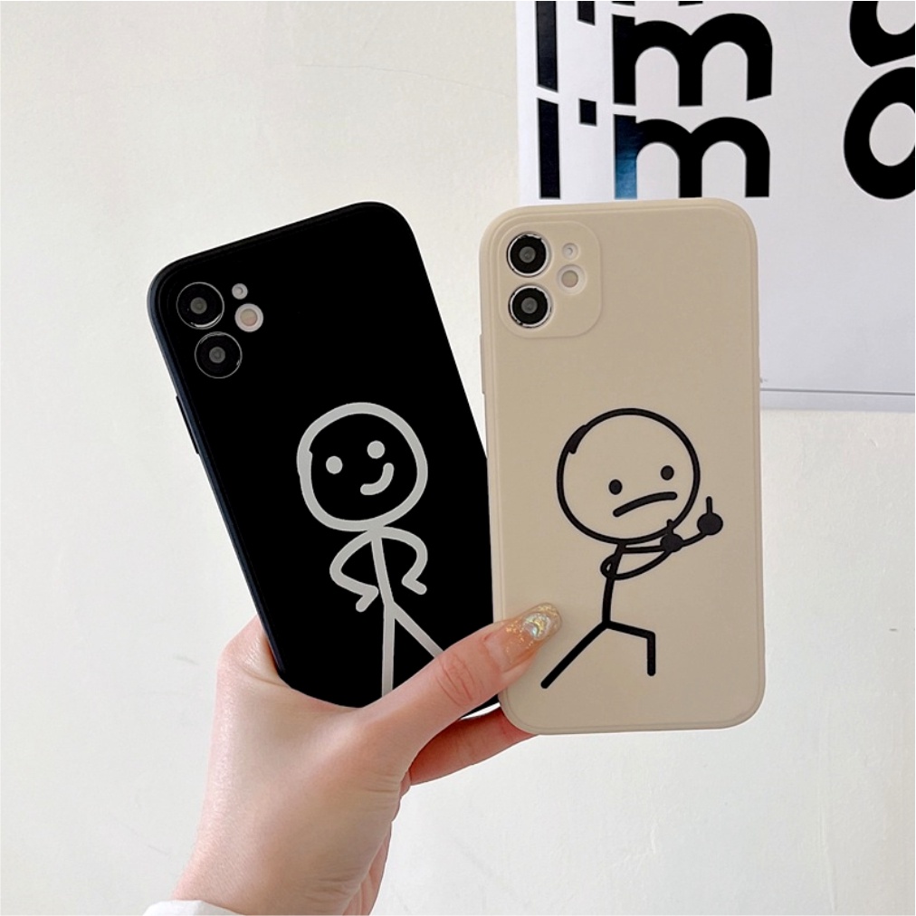 Case Oppo A5S A7 A5 2020 A9 2020 A11K A12 A17 F9 Casing Stick Couple Estetic Silicon Matte Premium - Cream