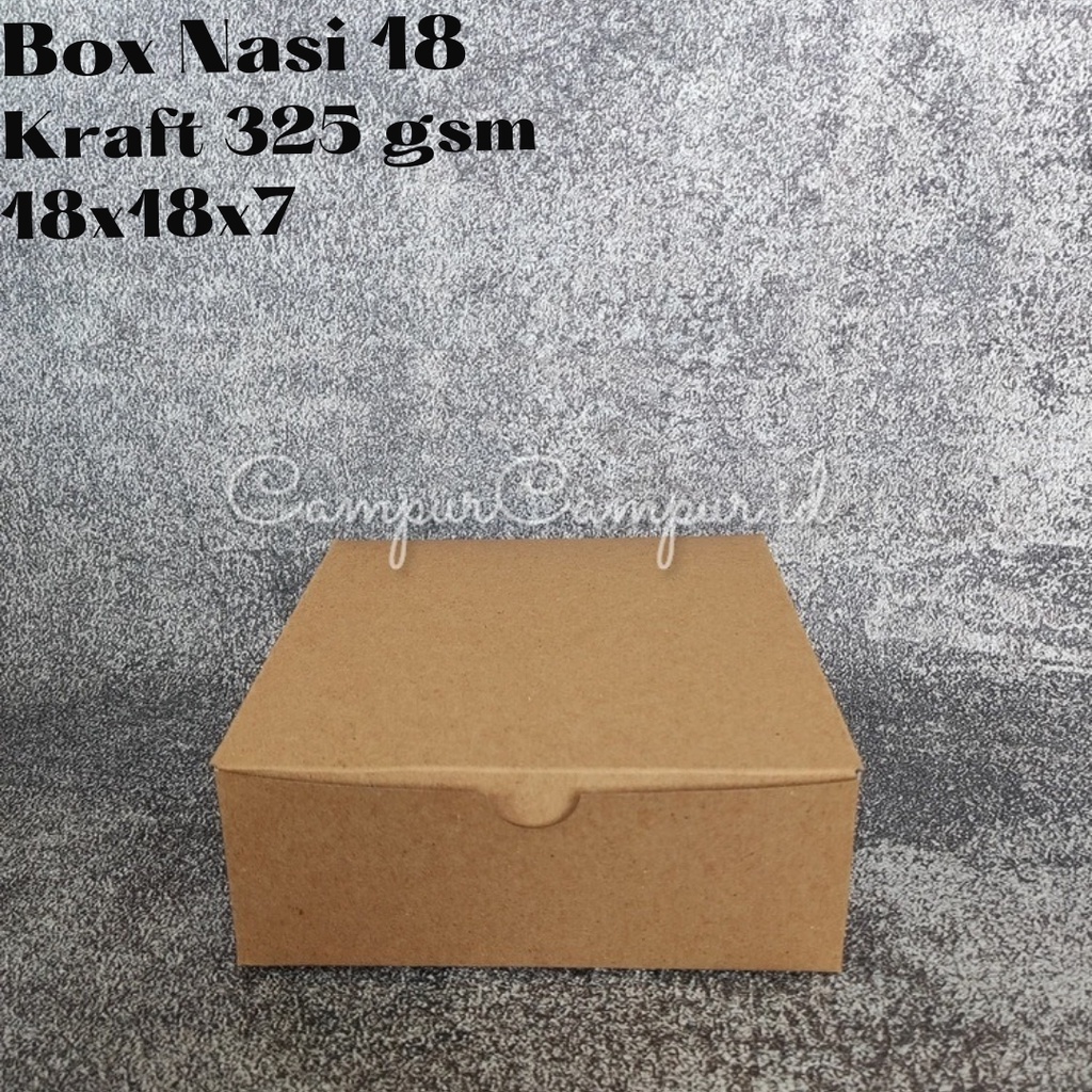 

Dus Box Kotak Nasi Kraft Coklat Putih 18x18x7 Box Kue Bolu Cupcake Makanan Full laminasi