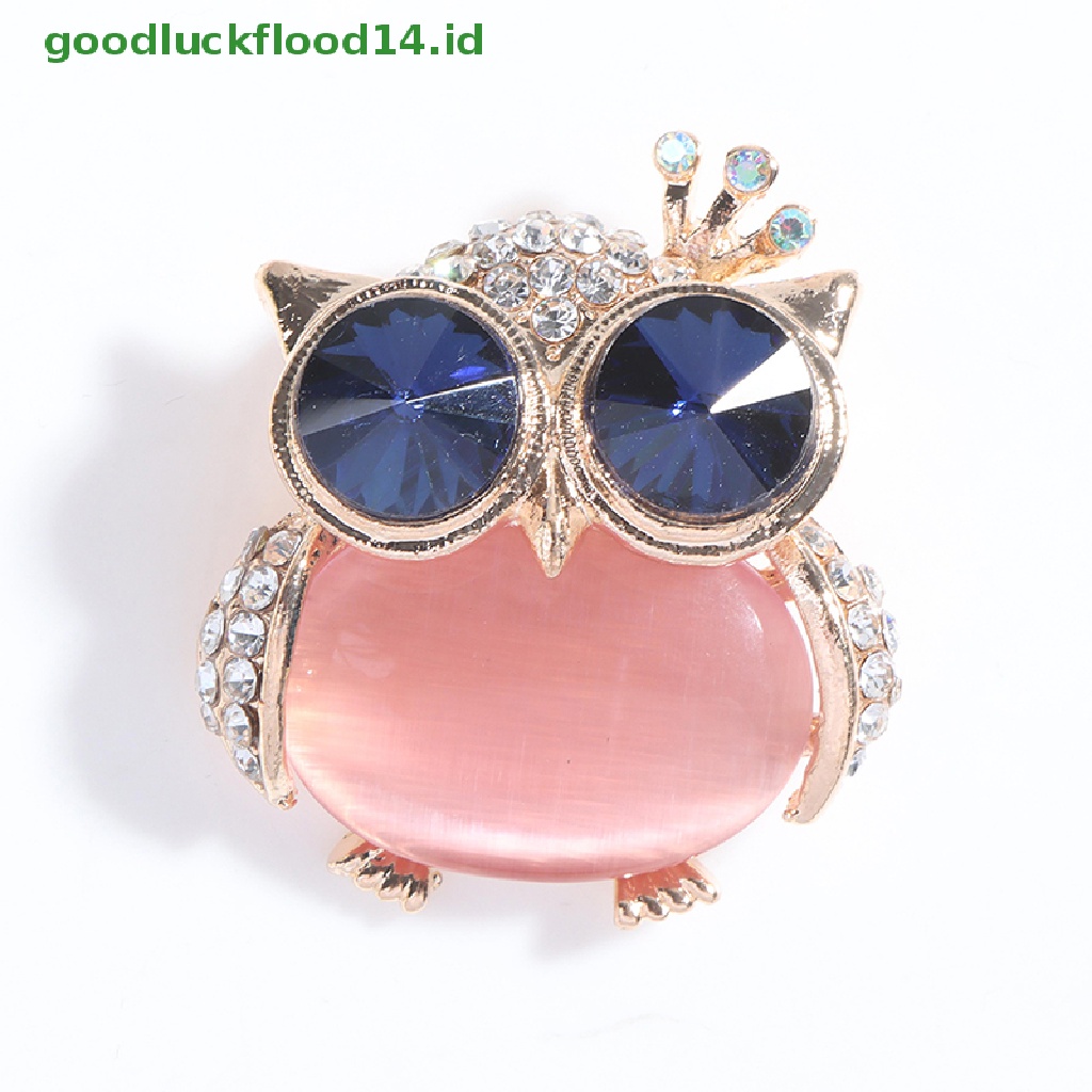 [GOOGFOUR] 1pc Bros Burung Hantu Mata Biru Untuk Wanita Hewan Lucu Brooch Pin Aksesoris Pakaian [TOP]