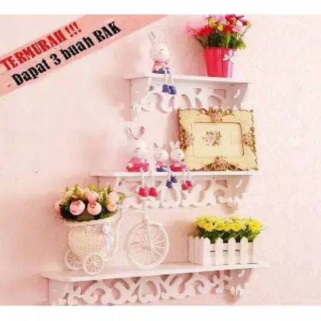 SM- 3 in 1 Rak DInding Vintage 3 Ukuran 1 Paket Hanging Storage Wall Rack