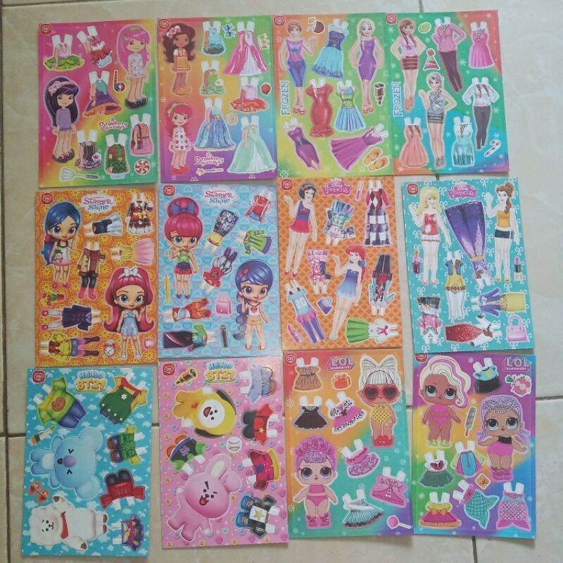 25 lembar mainan bp bongkar pasan boneka kertas gambar karakter campur