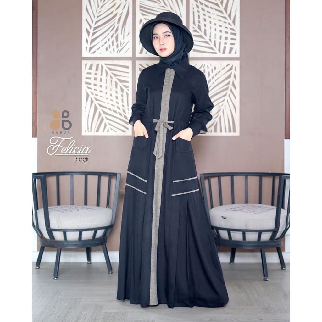 Anak_fashion - Gamis Nubua Felicia - Dress Pakaian Wanita Muslimah