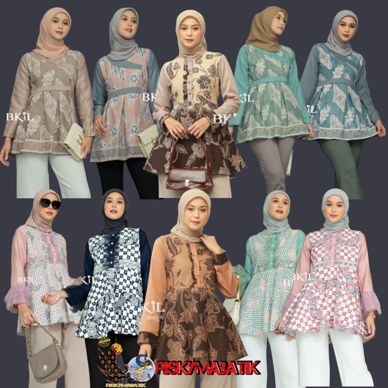 Baju batik wanita modern Atasan Batik Modern Batik kombinasi Kerja