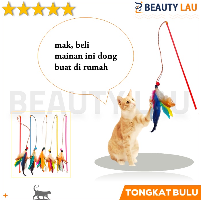 MAINAN ANAK KUCING CAT TEASER STIK STICK TONGKAT TALI BULU KUCING CAT TOY MURAH