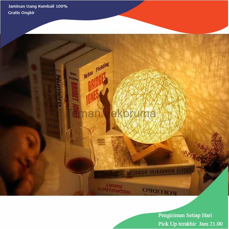 TD - LMP Ahomeone Lampu Tidur Bola 3D Night Light Warm White Rechargeable 20cm - OU13